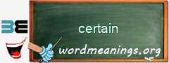 WordMeaning blackboard for certain